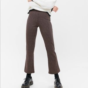 Urban Outfitters - Cara High Waist Kick Flare Pant / Size S / brown & blue plaid